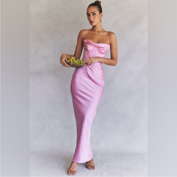 House of CB | Charmaine Pink Corset Maxi Dress | XS - Picture 3 of 10
